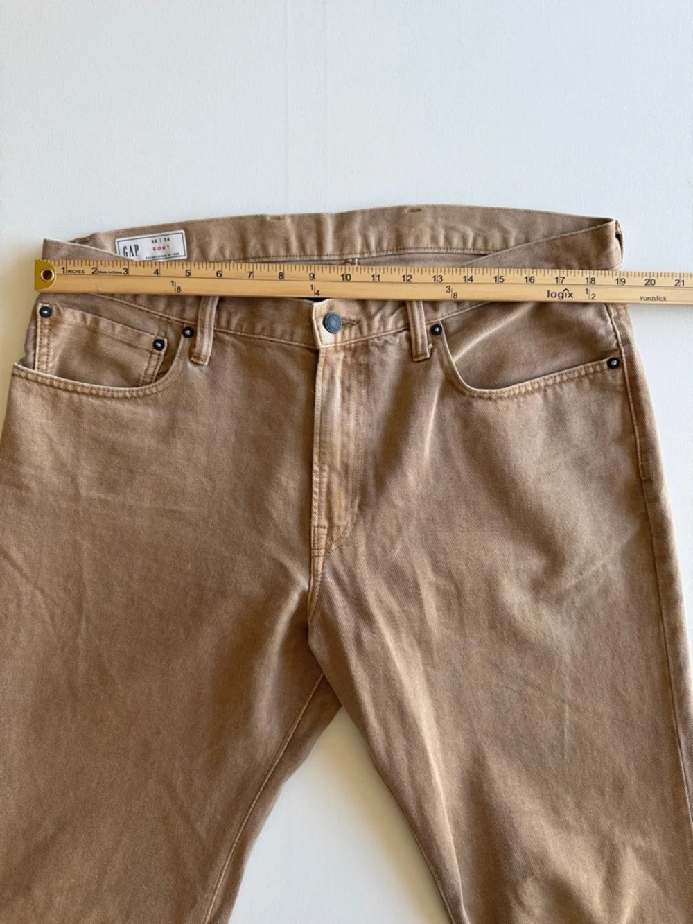 Gap Mens Brown Bootcut Jeans 36x34 100% Cotton Rigid Denim Workwear Mojave Color